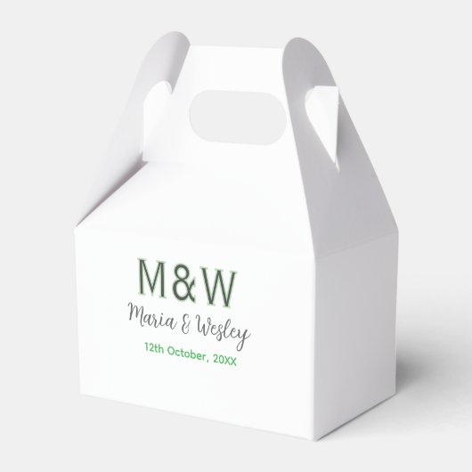 Monogramm Paar graugrüne moderne romantische Datum Geschenkschachtel (Vorderseite)