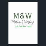 Monogramm Paar graugrüne moderne romantische Datum Tischnummer<br><div class="desc">mädchenhaftes Design</div>