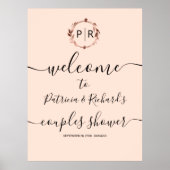 Monogramm Paare Dusche Begrüßungsschild-Tafel Poster (Vorne)