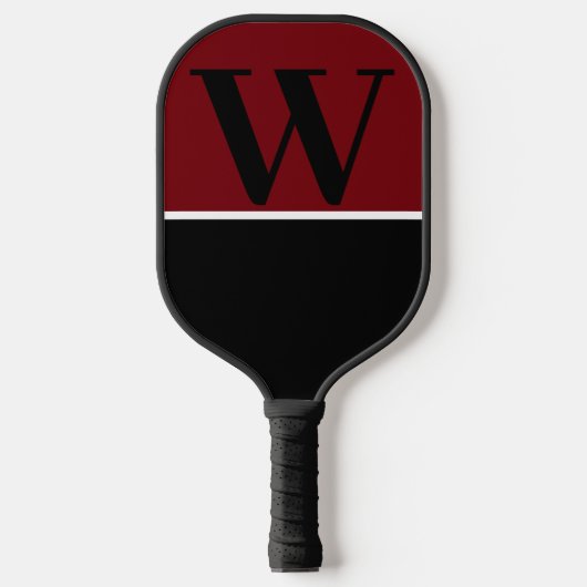Monogramm-Paddel für Garnet und Schwarze Uni Pickleball Schläger (Vorderseite)