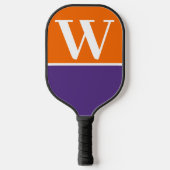 Monogramm-Paddel für Orange und Lila Uni Pickleball Schläger (Vorderseite)