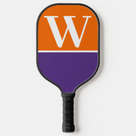 Monogramm-Paddel für Orange und Lila Uni Pickleball Schläger