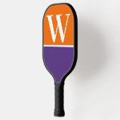 Monogramm-Paddel für Orange und Lila Uni Pickleball Schläger (Links)