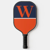 Monogramm-Paddel mit blauer und orangefarbener Uni Pickleball Schläger (Vorderseite)