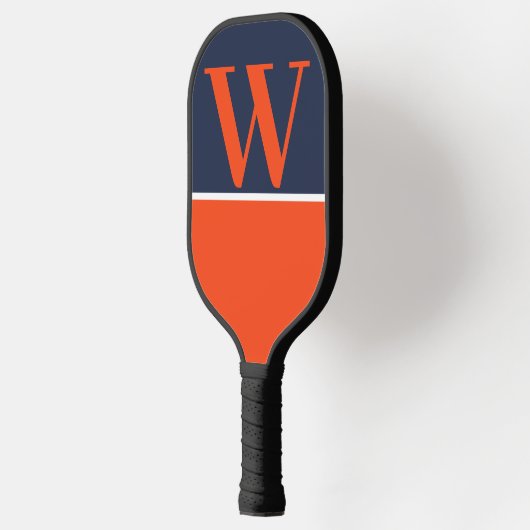 Monogramm-Paddel mit blauer und orangefarbener Uni Pickleball Schläger (Links)