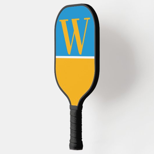 Monogramm-Paddel mit Gold- und Blauer Uni Pickleball Schläger (Links)