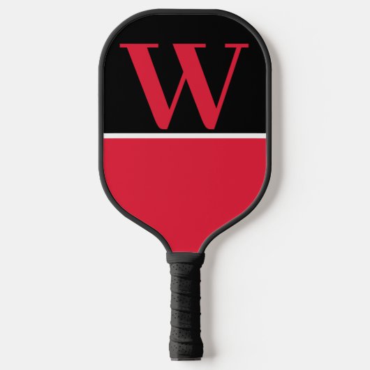 Monogramm-Paddel mit roter und schwarzer Uni Pickleball Schläger (Vorderseite)