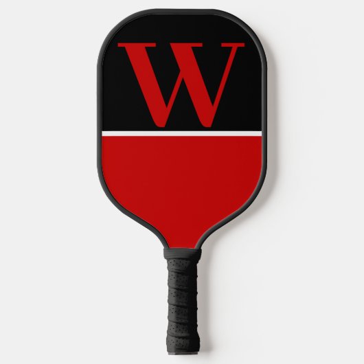 Monogramm-Paddel mit roter und schwarzer Uni Pickleball Schläger (Vorderseite)