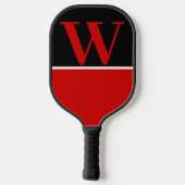 Monogramm-Paddel mit roter und schwarzer Uni Pickleball Schläger (Rückseite)