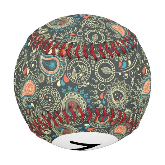 Monogramm Paisley Muster 3 Baseball (Rückseite)