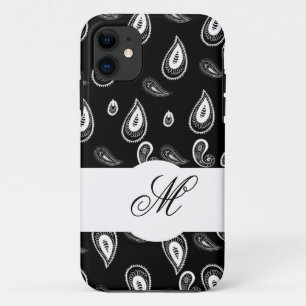 Monogramm Paisley Vintage Schwarz Weiß Case-Mate iPhone Hülle