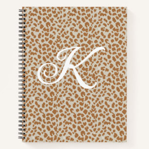 Monogramm Pantherfell hellbraunes Muster Name Buch