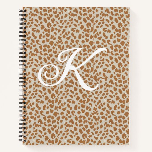 Monogramm Pantherfell hellbraunes Muster Name Buch (Vorderseite)