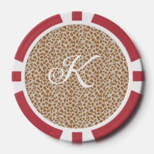 Monogramm Pantherfell hellbraunes Muster Name Buch Pokerchips