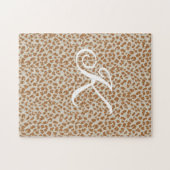 Monogramm Pantherfell hellbraunes Muster Name Buch Puzzle (Horizontal)