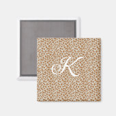 Monogramm Pantherhaut hellbraunes Muster Name Buch Magnet (Vorderseite/Rückseite)