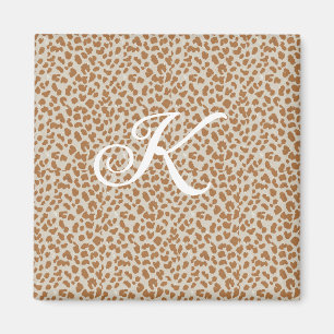 Monogramm Pantherhaut hellbraunes Muster Name Buch Magnet