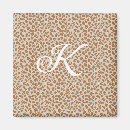 Monogramm Pantherhaut hellbraunes Muster Name Buch Magnet (Vorne)