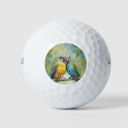 Monogramm Papageien Vogel Natur Tier Golfball (Vorderseite)