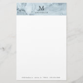 Monogramm-Papier aus männlich-blauem Marmor Briefpapier (Vorderseite)