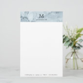 Monogramm-Papier aus männlich-blauem Marmor Briefpapier (Stehend Vorderseite)
