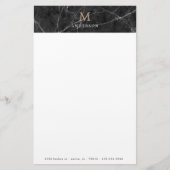 Monogramm-Papier aus schwarzem männlichem Marmor Briefpapier (Vorderseite)