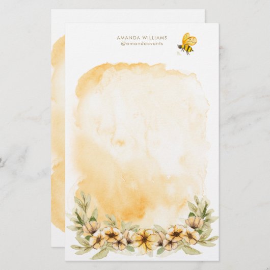 Monogramm-Papier für Gelbe Biene Briefpapier (Vorne/Hinten)