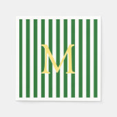 Monogramm-Papier mit grünem und weißem Streifen Na Serviette (Vorderseite)