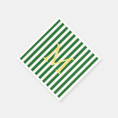 Monogramm-Papier mit grünem und weißem Streifen Na Serviette (Ecke)