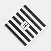 Monogramm Papier Napkins aus schwarzem und weißem Serviette (Ecke)