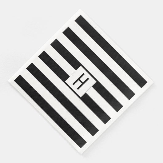 Monogramm Papier Napkins aus schwarzem und weißem  Serviette (Ecke)