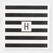 Monogramm Papier Napkins aus schwarzem und weißem Serviette (Vorderseite)