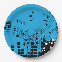 Monogramm-Papier-Teller der Musik-Illustration