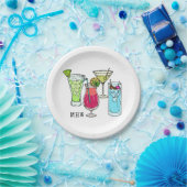 Monogramm-Papier-Teller der Sommer-Cocktails Pappteller (Party)