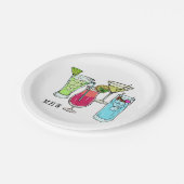 Monogramm-Papier-Teller der Sommer-Cocktails Pappteller (Schrägansicht)