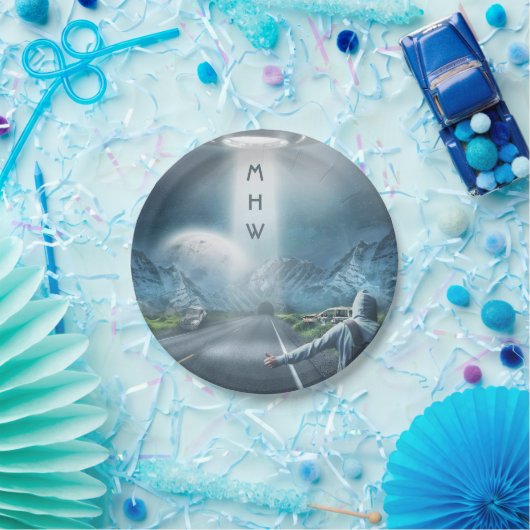 Monogramm-Papier-Teller UFO-Trampers Pappteller (Party)