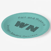 Monogramm-Papierplatte für Firmenlogos - Benutzerd Pappteller (Schrägansicht)