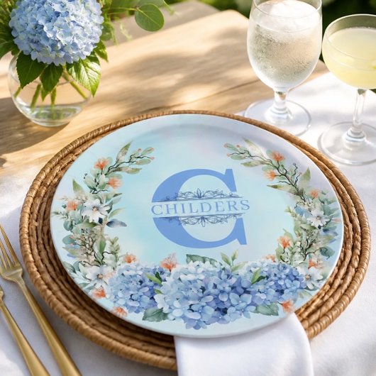 Monogramm-Papierplatte Pappteller