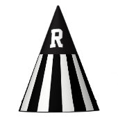 Monogramm-Party für Schwarz-Weiß-Streifen Partyhütchen (Vorderseite)