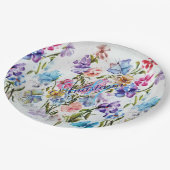 MONOGRAMM-PARTY FÜR WALDBLUME UND SCHALTFLÄDEN PAPPTELLER (Schrägansicht)