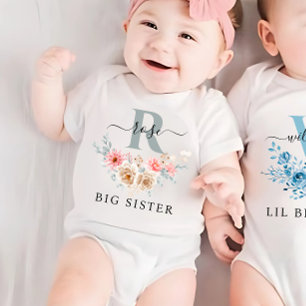 Monogramm-Passende große Schwester kleine Schweste Baby Strampler