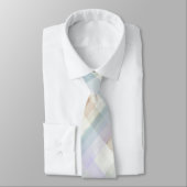 Monogramm Pastell Karo Tartan Puderblau Creme Krawatte (Gebunden)