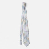 Monogramm Pastell Karo Tartan Puderblau Creme Krawatte (Rückseite)