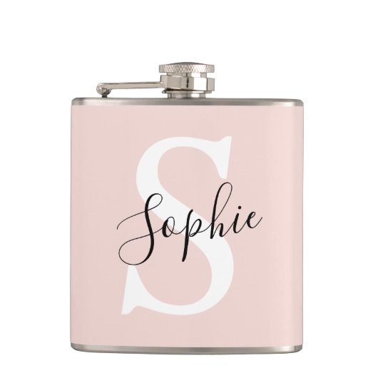 Monogramm Pastell mit Personalisiertem modernen Na Flachmann (Vorderseite)