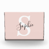 Monogramm Pastell mit Personalisiertem modernen Na Fotoblock (Vorderseite)