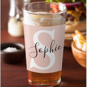 Monogramm Pastell mit Personalisiertem modernen Na Glas