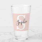 Monogramm Pastell mit Personalisiertem modernen Na Glas (Vorderseite)