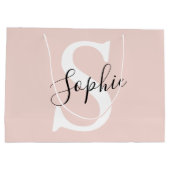 Monogramm Pastell mit Personalisiertem modernen Na Große Geschenktüte (Rückseite)