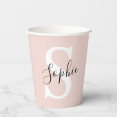 Monogramm Pastell mit Personalisiertem modernen Na Pappbecher (Rückseite)