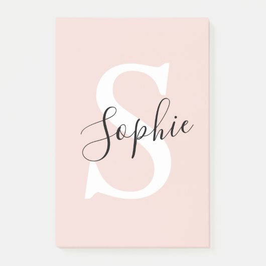 Monogramm Pastell mit Personalisiertem modernen Na Post-it Klebezettel (Vorderseite)